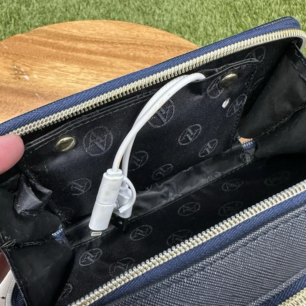 ADRIENNE VITTADINI Charging Wallet Crossbody RFID Protection NAVY SAFFIANO‎ - Picture 12 of 14